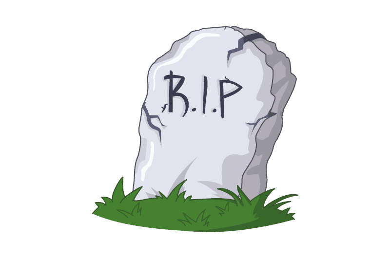 a graphic of a gravestone with R.I.P. written on it