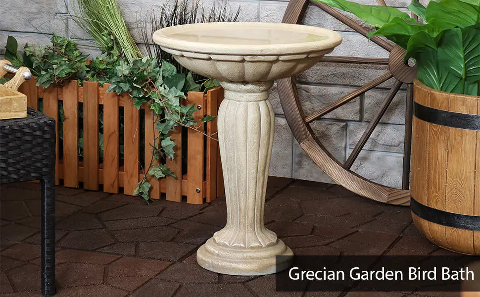 a Sunnydaze Grecian Column Birdbath