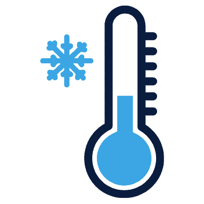 a graphic of a thermometer with a snowflake next to it 
