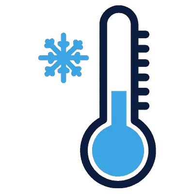 a graphic of a thermometer with a snowflake next to it 