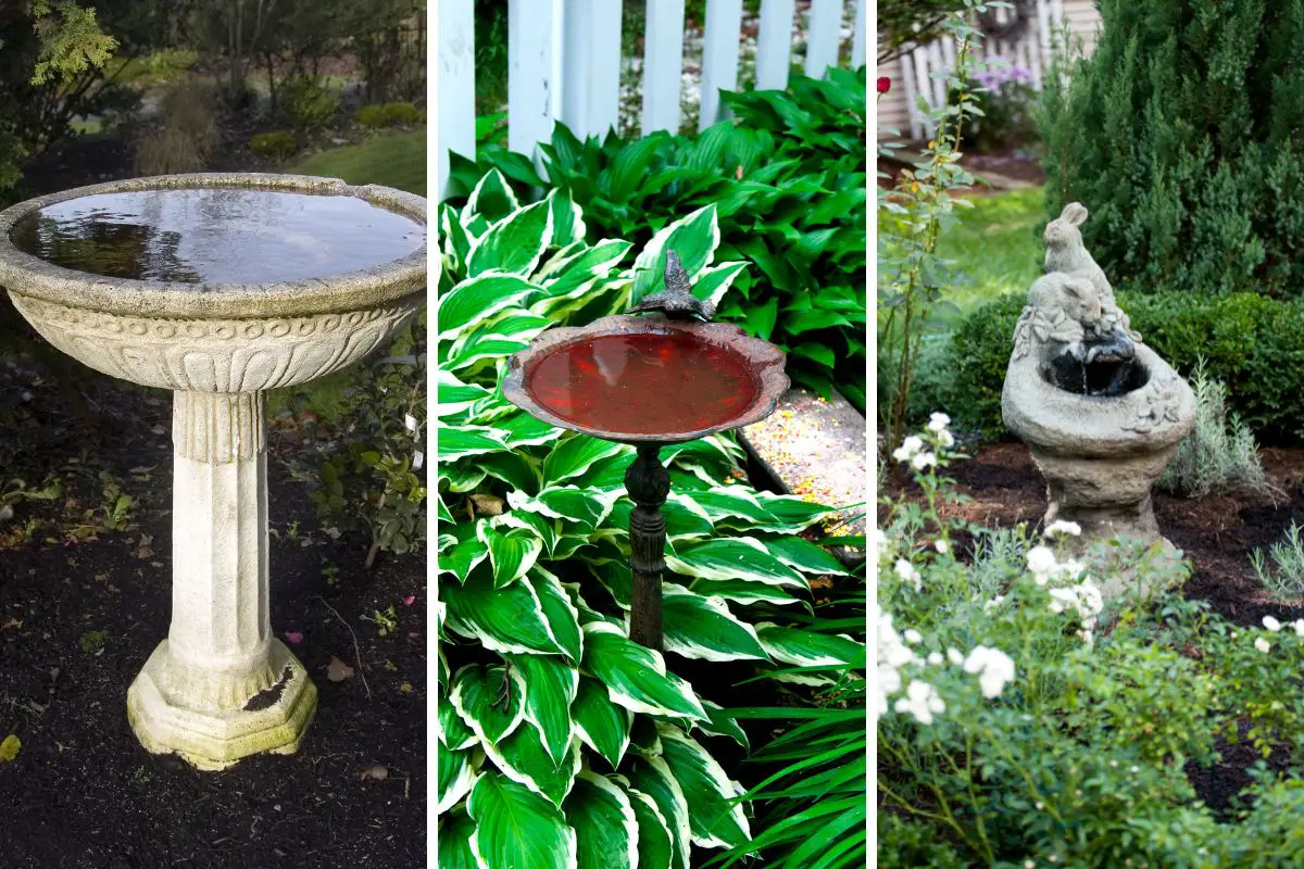 three different birdbaths