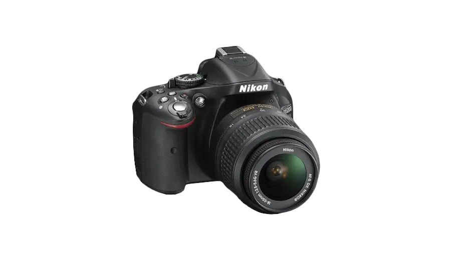 a Nikon D5200 DSLR camera with an 18-55mm lens on it