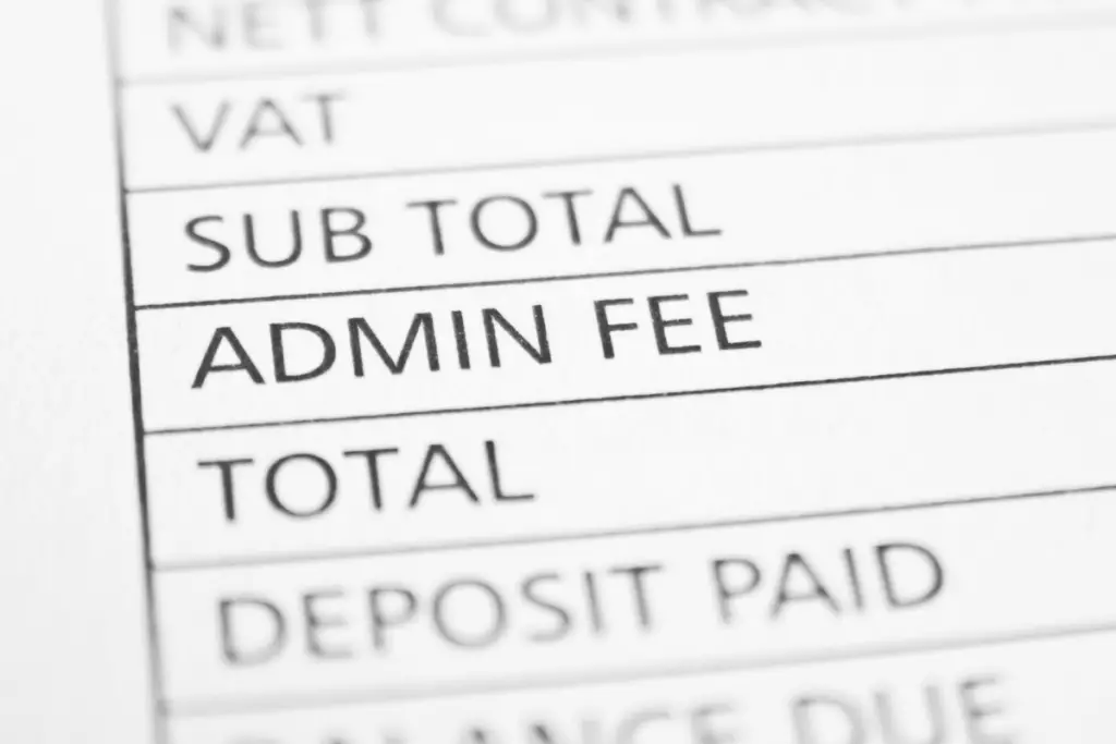a profit table with Admin Fee the central focus