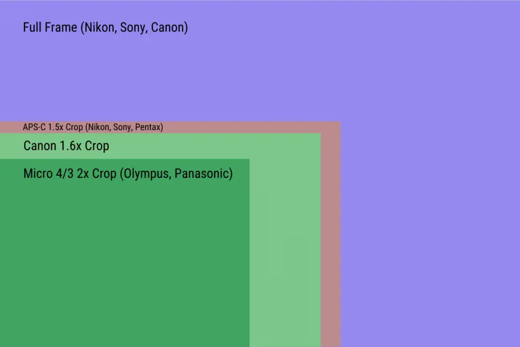 various colored rectangles showing the difference in camera sensor sizes