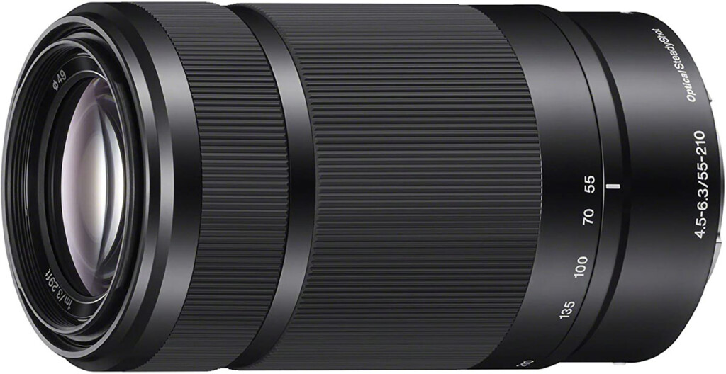 a Sony E 55-210mm f/4.5-6.3 OSS lens