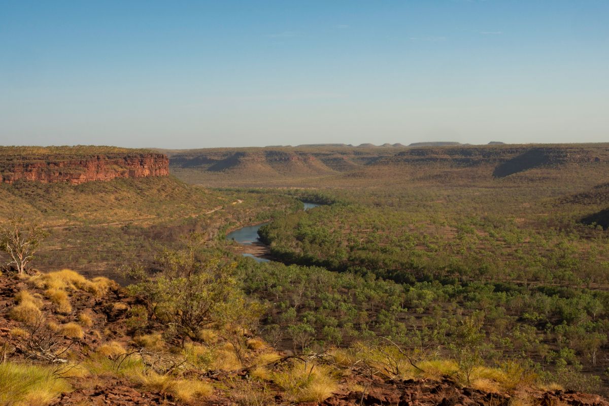 a view of a river and plateaus in the Northern Territory, Australia