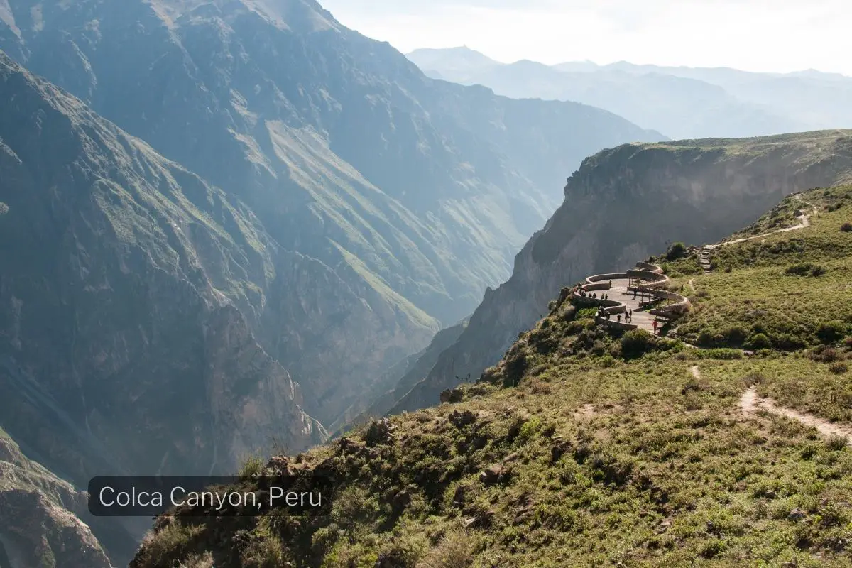 a view of a lookout on the edge of Colca Canyon in Peru - a great bird watching gift experience