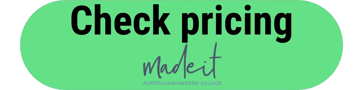 a green button with "Check pricing madeit Australian Maker's Village" on it