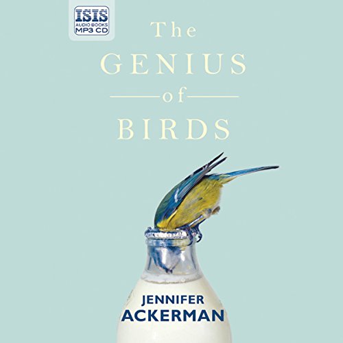 the cover of the book The Genius Of Birds by Jennifer Ackerman it shows an image of a Blue Tit dipping its head into a milk bottle.
